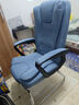 勤一 加厚可躺办公椅子电脑椅家用老板椅弓形麻将椅子午休靠背座椅 布艺-蓝色-可躺 升级款（带脚托+无腰枕） 实拍图