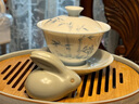 苏氏陶瓷（SUSHI CERAMICS）手绘画青竹羊脂玉瓷盖碗小套组非遗老师苏爱珍作品 实拍图