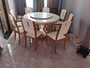 舒和居 餐桌 大理石餐桌圆形带转盘实木餐桌椅组合圆桌酒店饭店家用餐桌 榉木色+木椅 1.3米 一桌八椅【带转盘】 实拍图