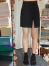 萝美酱春秋半身裙女包臀裙裤胖mm新款短裙高腰显瘦不规则开叉a字裙宽松 黑色 M 【建议90-100斤】 实拍图