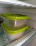 茶花保鲜盒食品级冰箱专用饭盒水果收纳盒子塑料冷冻带盖小密封盒 方形 460mL绿色【一组3个装】 实拍图