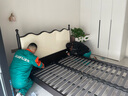 全友（QUANU）家居法式复古涟漪床家用主卧室皮艺软包床头靠包双人大床含床垫 【生态科技皮 | 碳钢排骨架 | 黑橡色】高脚款 1.5米x2米 床+床垫 实拍图