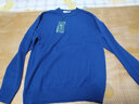 与狼共舞【100%纯羊毛】圆领毛衣男士2025秋季新款男装纯色套头针织衫2363 深蓝色102-V领 3XL /190 实拍图
