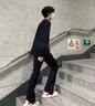星禾莱美式高街裤子男款西裤休闲裤直筒垂感高个子显瘦痞帅vibe微喇叭裤 黑色 31 121-130斤 实拍图