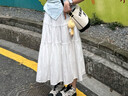 森马（Semir）半身裙女高腰松紧腰宽松A字塔裙优雅显高秋花边长裙温柔甜美 本白10102 S 实拍图