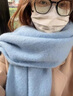 恬饰软糯蓝色围巾女冬季韩版百搭高级感保暖流苏大披肩纯色围脖韩系潮 围巾女【雾霾蓝】 实拍图