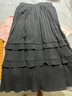 百图betu女装秋季新款半身裙松紧腰荷叶边中长半身裙女2308T61 黑色 S 实拍图