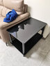 爱美穗沙发中间小茶几小方桌办公室接待室专用小边几小茶台钢化玻璃边桌 黑架黑面黑玻璃 50*80*53 实拍图