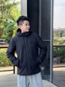 FILA 斐乐官方男士羽绒服冬季新品时尚休闲保暖连帽轻薄长袖上衣 正黑色-BK M 170/92A 实拍图