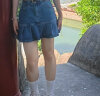 UR夏季新款女装潮流甜酷风洗水蓝色高腰牛仔短裙UWV832070 蓝色 S 实拍图