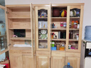 潼潼金果屋纯实木书柜书架玻璃门书柜原木儿童书柜全实木书柜储物柜落地书柜 原木80CM宽【两门两抽书柜】 总高195CM*厚33CM【主柜】 实拍图