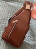 MOEPEQDAISHU男士胸包斜挎包男单肩包真皮质感休闲商务大容量2023新款时尚挎包 棕色 实拍图