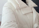ELLE米白色90鹅绒中长款羽绒服女2023冬装新款小众轻薄保暖外套 米白色 S 晒单实拍图