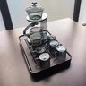 驰达陶瓷磁吸式半自动茶具套装家用泡茶高档耐热耐高温懒人玻璃茶壶茶杯 登高玻璃茶具+6杯【烟灰款】 高档耐热半自动 实拍图