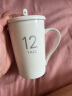 莲泽 陶瓷咖啡杯子马克杯情侣杯创意早餐杯子办公水杯带盖带勺子 数字12配瓷盖瓷勺 实拍图