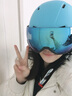 酷峰滑雪头盔雪镜一体护目眼镜雪盔男女儿童单双板专业护具防雾装备 蓝色  L（适合头围59-61CM） 实拍图