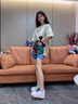 狄德拉小码真皮内增高小白鞋女2025春秋款厚底小个子百搭休闲运动松糕鞋 9cm白绿 (牛皮) 36 (230mm) 标准码 实拍图