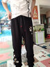 简拓2024夏季梅花刺绣文艺卫裤男士 嘻哈时尚休闲长裤男黑色束脚裤 黑色 2XL 实拍图