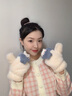 素锦初澜 手套女秋冬季学生可爱卡通毛绒绒加绒加厚冬天手套女生挂脖连指 蓝灰色（店长推荐） 均码通用 实拍图