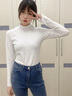 栖纪 白色半高领打底衫女长袖春秋冬季百搭中领修身内搭上衣 白色-半高领【不加绒】 L  建议(100-110斤) 实拍图