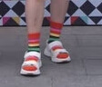 Happy Socks春夏款袜子女男袜薄荷曼波运动彩虹白色棉袜中筒袜 彩红条纹 1双 M 36-40 实拍图