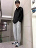 头号青年休闲裤男士春夏季潮流卫长裤宽松加大码束脚运动裤子男装 黑 4XL 实拍图