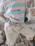 甜晓晓适合3-16岁小孩子穿的女童夏季运动套装中大童女装儿童洋气卫衣潮 蓝间粉色 150cm 晒单实拍图
