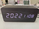 科士德（K KESHIDE）复古LED电子时钟学生静音智能夜光简约北欧风创意木头闹钟礼品钟 【充电款】黑木白字 实拍图