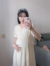 费雪（Fisher-Price）美国费雪孕妇连衣裙夏季新款裙子夏装长裙上衣孕妇裙女纯棉孕妇装 米白色连衣裙-夏款 S【95-120斤适穿】 实拍图