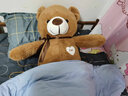 璇卉熊毛绒玩具泰迪熊公仔布娃娃玩偶抱抱熊大号睡觉抱枕送女友情人节礼 熊猫公仔咖啡色 1.2米   【加玫瑰花】 实拍图