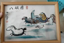 佳礼有宝 八骏图搞笑字画挂画书画作品相框摆台书法桌面装饰画横 八骏图-彩色-喜乐字画 A4寸 实拍图