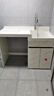 陌利蜂窝铝洗衣柜高低台盆洗衣池带搓板一体盆滚筒洗衣机柜伴侣定制 125CM右盆  珍珠白 送抽拉龙头 实拍图