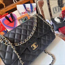 【二手95新】Chanel香奈儿 经典款 2.55 CF中号 羊皮 牛皮 荔枝皮 女士单肩包斜挎包 jumbo 黑金 实拍图