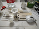 鸿冠羊脂玉功夫茶具套装高档白色玉陶瓷整套茶壶盖碗茶杯家用送礼办公 02款：10件羊脂玉（配茶壶） 实拍图