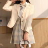 凡小如jk制服套装女夏季百褶裙日系甜美学院风a字高腰半身裙小个子全套 柠檬海盐格裙+刺绣白短衬衫+领结 L 【建议105-115斤】 实拍图
