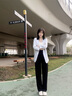 翊尚美黑色西装裤子女春秋冬季新款通勤职业直筒小个子宽松休闲阔腿裤XL 实拍图