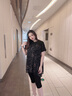 莎妮朵罗加肥加大码女装微胖套装夏季时尚雪纺衫宽松显瘦遮肚子300斤16079 黑色 2XL 建议100-125斤穿着 实拍图