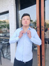 罗蒙（ROMON）翻领长袖衬衫男商务职业正装中青年纯色工装休闲蓝色衬衣男士上衣 白色+蓝色 44 实拍图