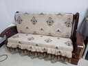 凯青实木沙发垫带靠背海绵坐垫加厚防滑四季通用红木沙发垫子椅垫套装 裙边款-富贵临门（咖） 150cm-三人座位带靠背 实拍图