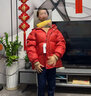 左西男童羽绒服冬季新款儿童三防加厚面包服长款外套 红色 150 实拍图