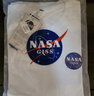 NASA GISS联名款2022情侣压花纯棉圆领长袖T恤男女款宽松上衣潮牌 长袖8008白色 3XL 建议150-165斤 实拍图