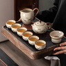瓷牌茗茶具汝窑茶具套装家用高档陶瓷开片泡茶壶盖碗茶杯整套功夫茶具 富竹提梁盖碗8杯13件+道罐洗礼盒 实拍图