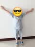 噜噜牛儿童睡衣男孩夏季五分袖薄款春秋纯棉中袖中大童男童家居服 浅蓝色-29013 120 (10码 建议身高115-125) 实拍图