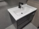 帝德利（DIDeLI）浴室柜陶瓷一体盆卫生间洗漱池洗手洗脸盆柜卫浴组合柜简约风实木 黑框玻璃智能镜柜-陶瓷一体盆 80cm 实拍图