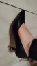星期六（St&Sat）女鞋石头纹牛皮革通勤浅口猫跟单鞋 黑色（皮面） 36 晒单实拍图
