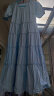 茵曼（INMAN）法式气质连衣裙女夏季花边V领泡泡袖A字长裙18322|340 浅水蓝 M  晒单实拍图
