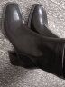 百思图女靴商场同款复古百搭方头粗跟时装靴女短靴MD222DD2 黑色 34 晒单实拍图