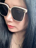 CAIILKUN墨镜女夏季防晒2025新款高级感大框太阳眼镜网红款七夕情人节礼物 米白框黑灰片（轻奢ck风） 实拍图