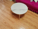 舒歌（SHU GE） 圆形茶几 客厅简约轻奢小圆桌 玻璃实木免漆茶桌小户型茶几桌 大理石纹桌面60cm(不含边几) 实拍图