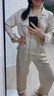 金三塔真丝睡衣女100%桑蚕丝外穿丝滑亲肤两件套睡裤居家服礼物 白玉兰色 2XL 实拍图